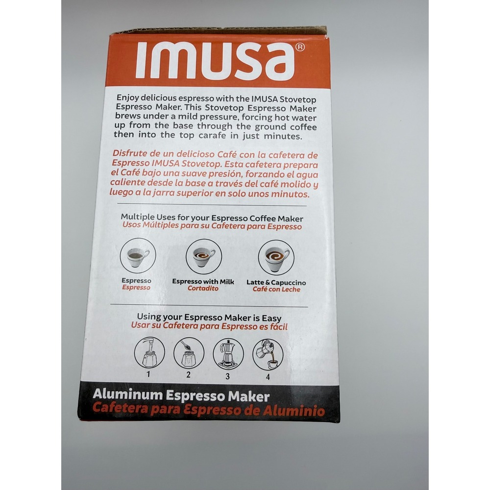 IMUSA Aluminum Stovetop Espresso Maker 3 Cup Moka Pot Silver B120-22017M - Picture 3 of 4
